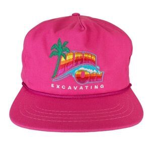 Maui One Excavating Strapback Hat Mens One Size Vintage 80s 90s Pink Rope Cap
